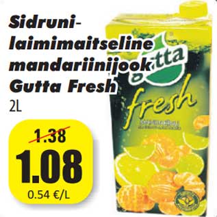 Allahindlus - Sidruni- laimimaitseline mandariinijook Gutta Fresh 2L