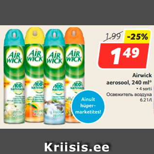 Allahindlus - Airwick aerosool, 240 ml*