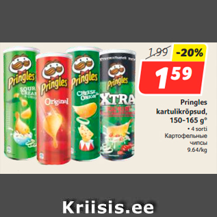 Allahindlus - Pringles kartulikrõpsud, 150-165 g*