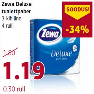 Allahindlus - Zewa Deluxe tualettpaber 3-kihiline 4 rulli