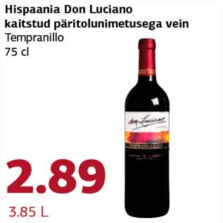 Allahindlus - Hispaania Don Luciano kaitstud päritolunimetusega vein Tempranillo 75 cl