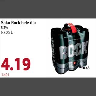 Allahindlus - Saku Rock hele õlu 5,3% 6 x 0,5 L