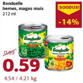 Allahindlus - Bonduelle hernes, magus mais 212 ml