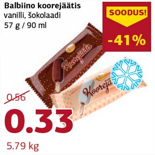 Allahindlus - Balbiino koorejäätis vanilli, šokolaadi 57 g / 90 ml