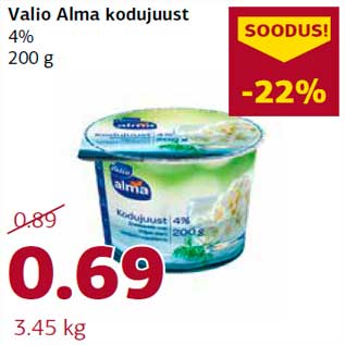 Allahindlus - Valio Alma kodujuust 4% 200 g