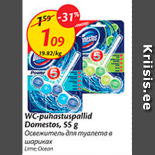 Allahindlus - WC-puhastuspallid Domestos, 55 g