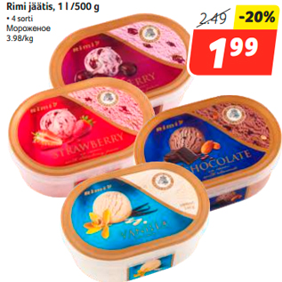 Allahindlus - Rimi jäätis, 1 l /500 g