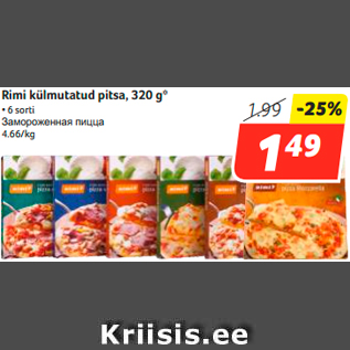 Allahindlus - Rimi külmutatud pitsa, 320 g* • 6 sorti