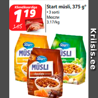 Allahindlus - Start müsli, 375 g* • 3 sorti