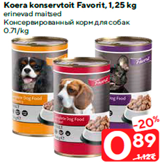 Allahindlus - Koera konservtoit Favorit, 1,25 kg