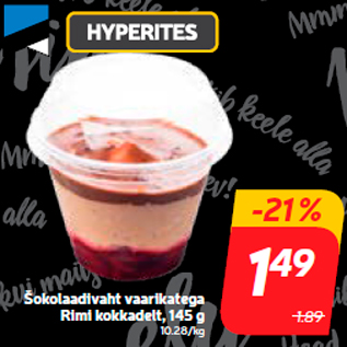 Allahindlus - Šokolaadivaht vaarikatega Rimi kokkadelt, 145 g