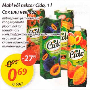 Allahindlus - Mahl või nektar Cido, 1 l