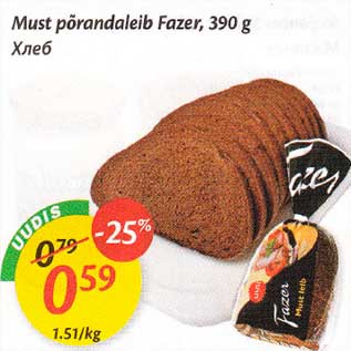 Allahindlus - Must põrandaleib Fazer, 390 g