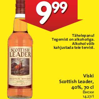 Allahindlus - Viski Scottish Leader, 40%, 70 cl