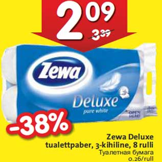 Allahindlus - Zewa Deluxe tualettpaber, 3-kihiline, 8 rulli