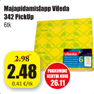 Allahindlus - Majapidamislapp Vileda 342 PikUp 6 tk