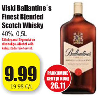 Allahindlus - Viski Ballantine´s Finest Blended Scotch Whisky