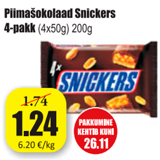 Allahindlus - Piimašokolaad Sniskers 4-pakk