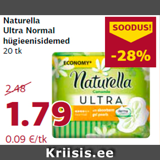 Allahindlus - Naturella Ultra Normal hügieenisidemed 20 tk