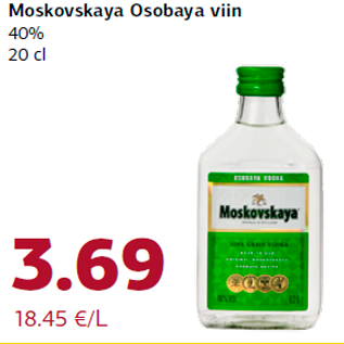 Allahindlus - Moskovskaya Osobaya viin 40% 20 cl