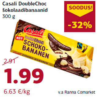 Allahindlus - Casali DoubleChoc šokolaadibanaanid 300 g