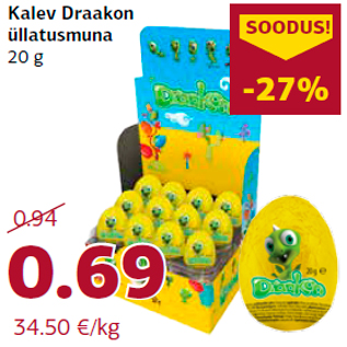 Allahindlus - Kalev Draakon üllatusmuna 20 g