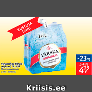 Allahindlus - Mineraalvesi Värska originaal, 1 l x 6 tk