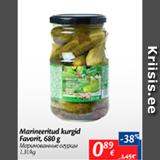 Allahindlus - Marineeritud kurgid Favorit, 680 g