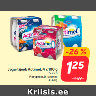 Allahindlus - Jogurtijook Actimel, 4 x 100 g