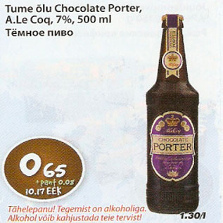 Allahindlus - Tume õlu Chocolate Porter A.Le Coq