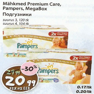 Allahindlus - Mähkmed Premium Care Pampers MegaBox