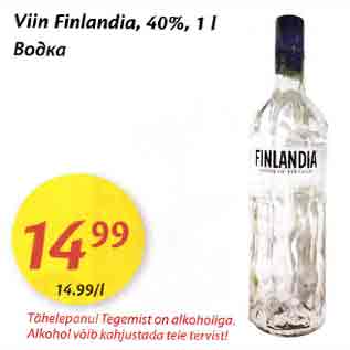 Allahindlus - Viin Finlаndiа,40%, 1 l