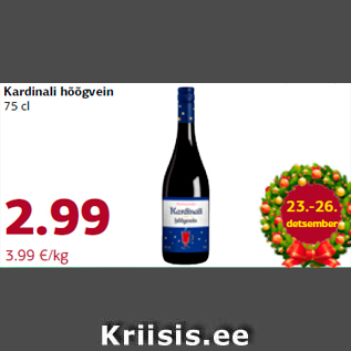 Allahindlus - Kardinali hõõgvein 75 cl