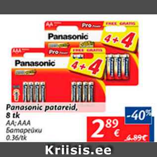 Allahindlus - Panasonic patareid, 8 tk