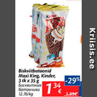 Allahindlus - Biskvitbatoonid Maxi King, Kinder