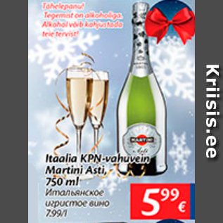 Allahindlus - Itaalia KPN -vahuvein Martini Asti, 750 ml