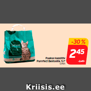 Allahindlus - Paakuv kassiliiv Purrrfect Bentonite, 5 l*