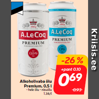 Allahindlus - Alkoholivaba õlu Premium, 0,5 l