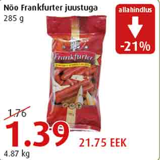 Allahindlus - Nõo Frankfurter juustuga