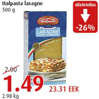 Allahindlus - Italpasta lasagne