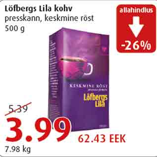 Allahindlus - Löfbergs Lila kohv