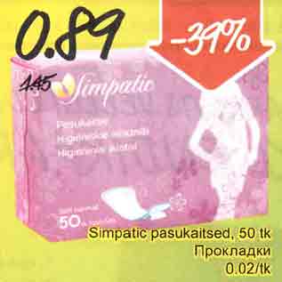 Allahindlus - Simpatic pesukaitsed, 50 tk