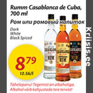 Allahindlus - Rumm Casablanca de Cuba, 700 ml