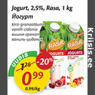 Allahindlus - Jogurt, 2,5%, Rasa, 1 kg