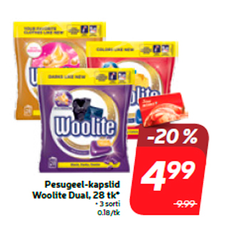 Allahindlus - Pesugeel-kapslid Woolite Dual, 28 tk*