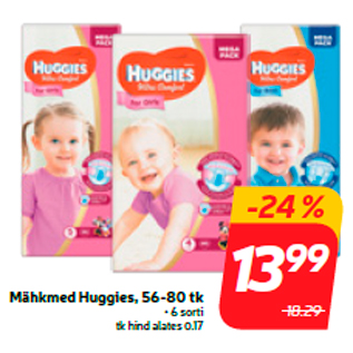 Allahindlus - Mähkmed Huggies, 56-80 tk