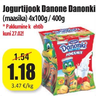 Allahindlus - Jogurtijook Danone Danonki (maasika)