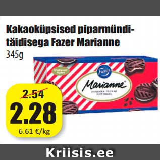 Allahindlus - Kakaoküpsised piparmünditäidisega Fazer Marianne 345 g