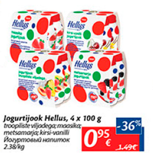 Allahindlus - Jogurtijook Hellus, 4 x 100 g