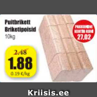 Allahindlus - Puitbrikett Briketipoisid 10 kg